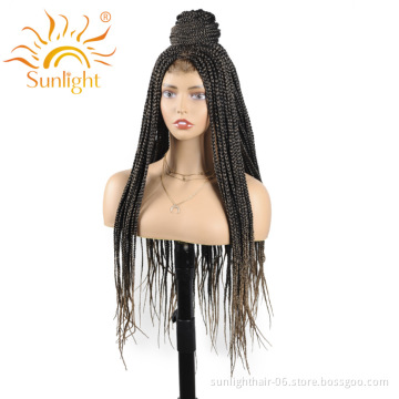 Sunlight Colored Front Wigs Wholesale ombre Color Hair Brazilian Closure Indian Synthetic Heat Resistant Premium Fiber Lace Wig